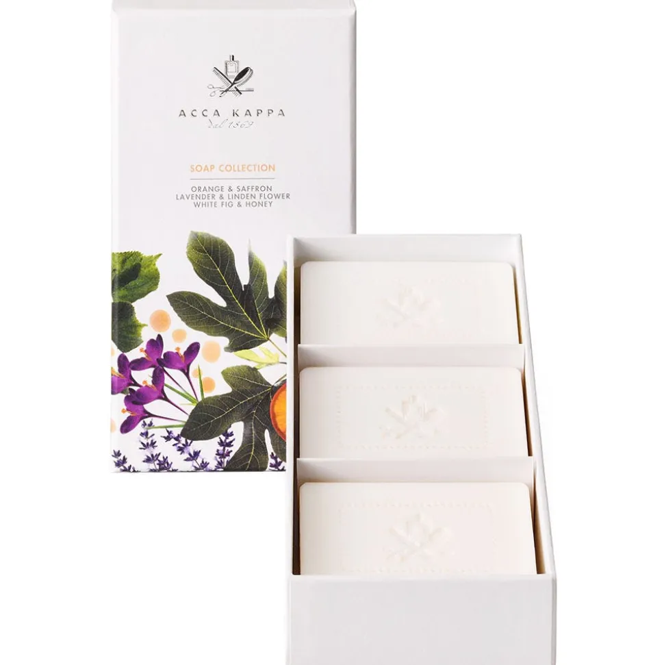 Acca Kappa Soap Set White Fig & Honey, Lavender & Linden Flower, Orange & Saffron 3 x 150 g