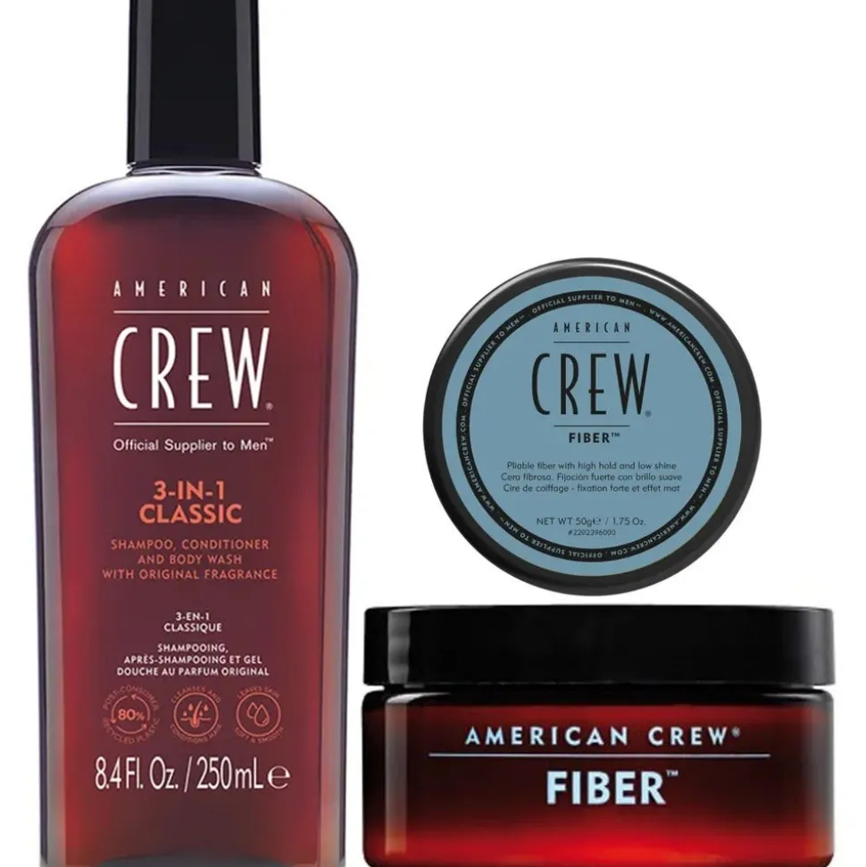 American Crew Classic 3-in-1 Shampoo & Fiber Cream Duo Bundle