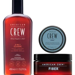 American Crew Classic 3-in-1 Shampoo & Fiber Cream Duo Big Bundle