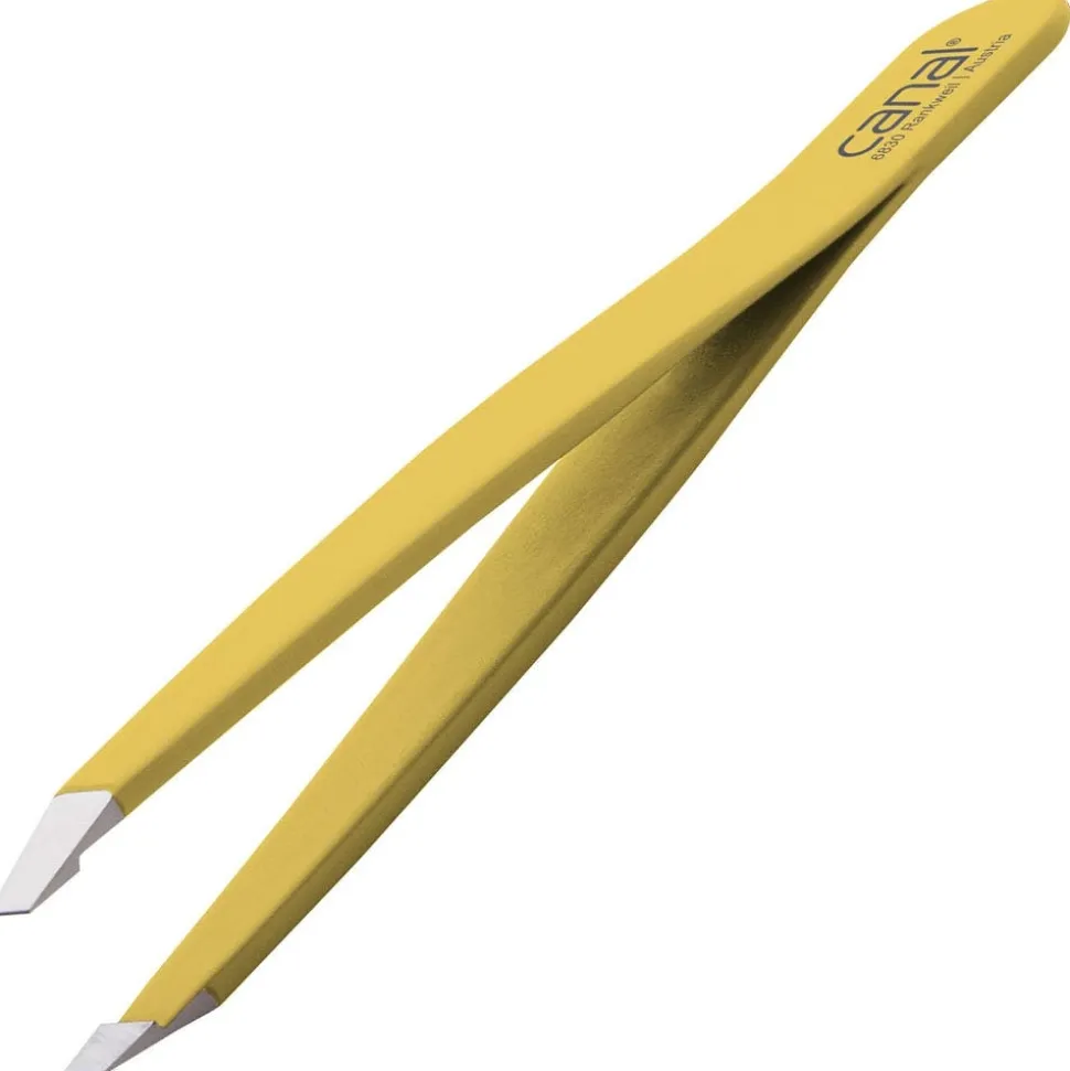 Canal Haarpinzette gerade gelb rostfrei 95 mm