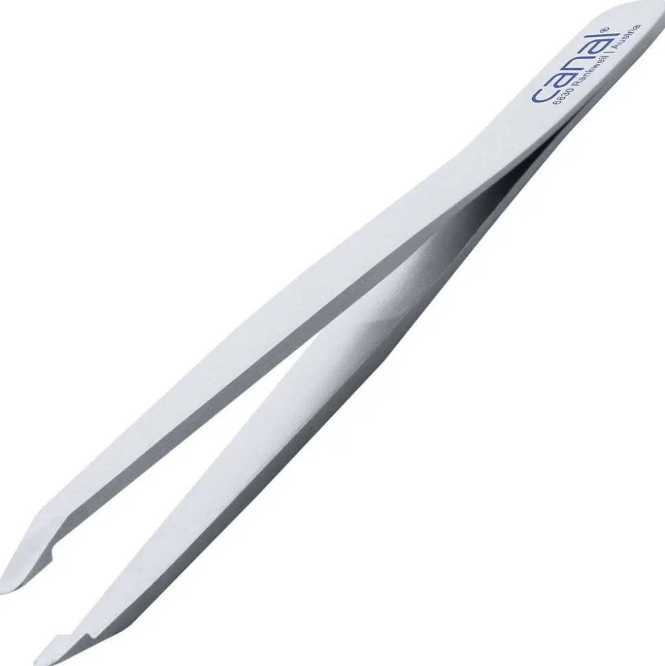 Canal Haarpinzette runde Spitze satin rostfrei 95 mm