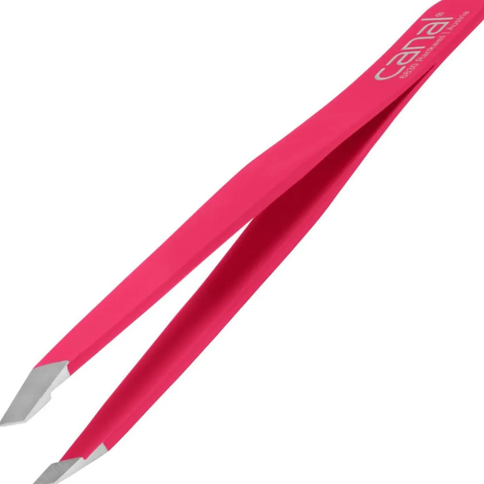 Canal Haarpinzette schräg fuxia rostfrei 95 mm