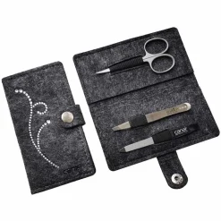 Canal Maniküre-Etui aus Filz Strass grau 3-teil