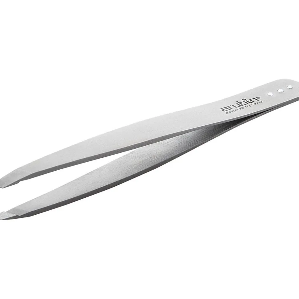 Canal Pinzette schräg mit 3 Kristallen rostfrei