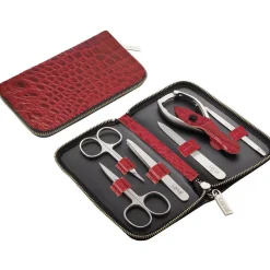 Canal Reißverschluss-Etui Leder 6-teilig Kirsche