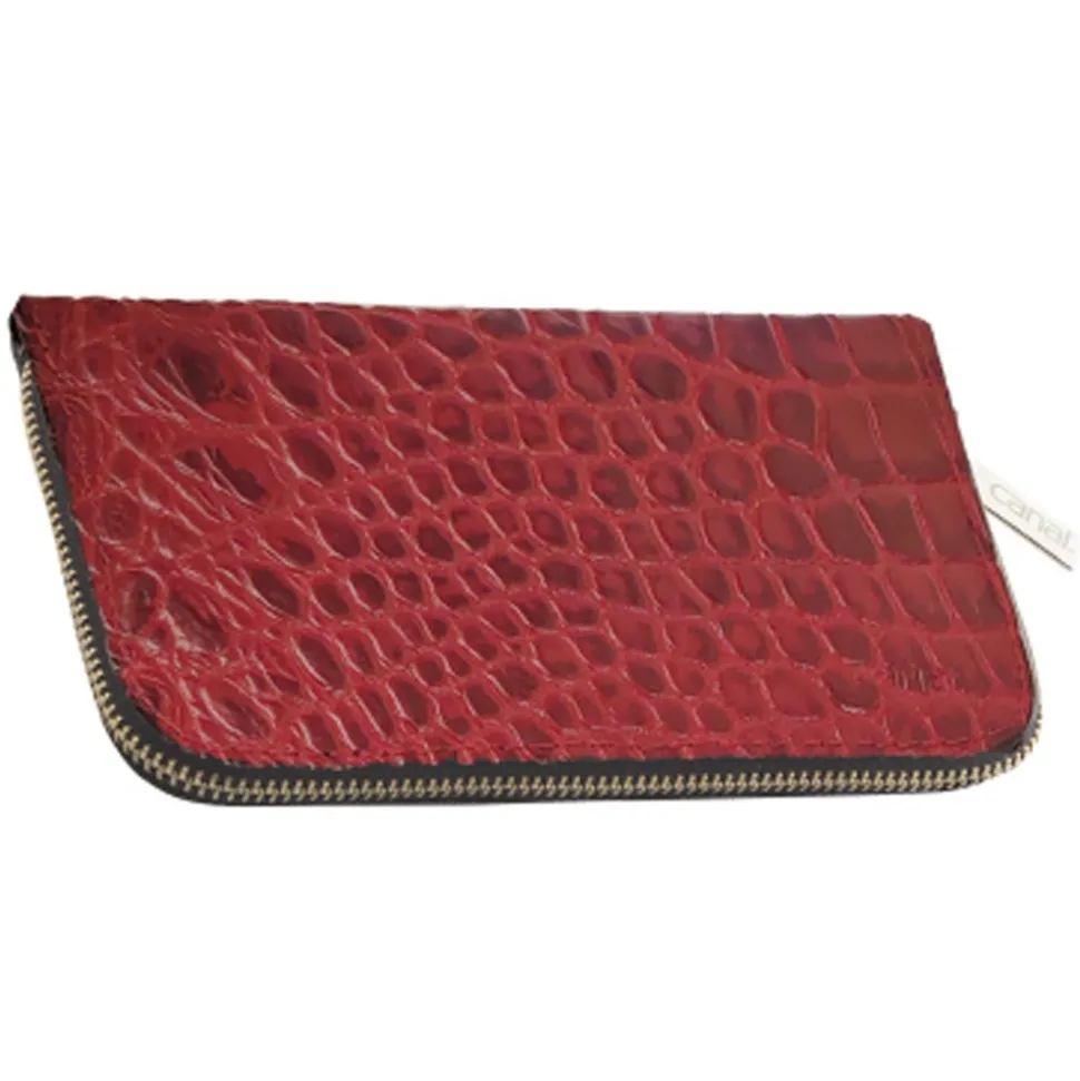 Canal Reißverschluss-Etui Leder unbestückt Kirsche