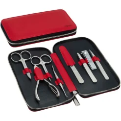 Canal RV-Etui aus Spaltleder rot, 8-teilig