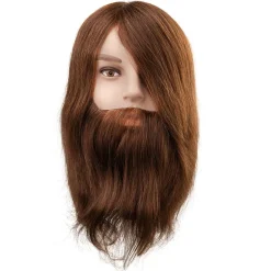 Efalock Übungskopf Ben mit Bart Humanhaar braun 25 cm