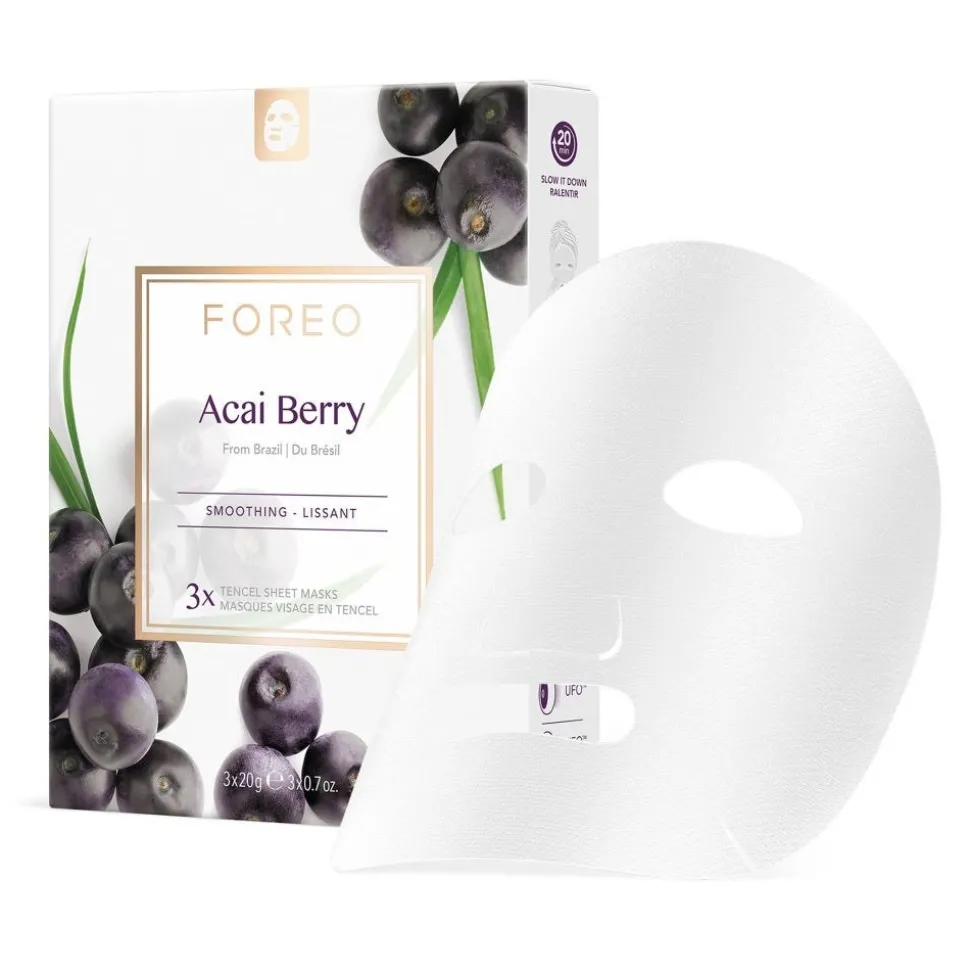 FOREO Sweden Farm To Face Collection Sheet Mask Acai Berry 3 Stück