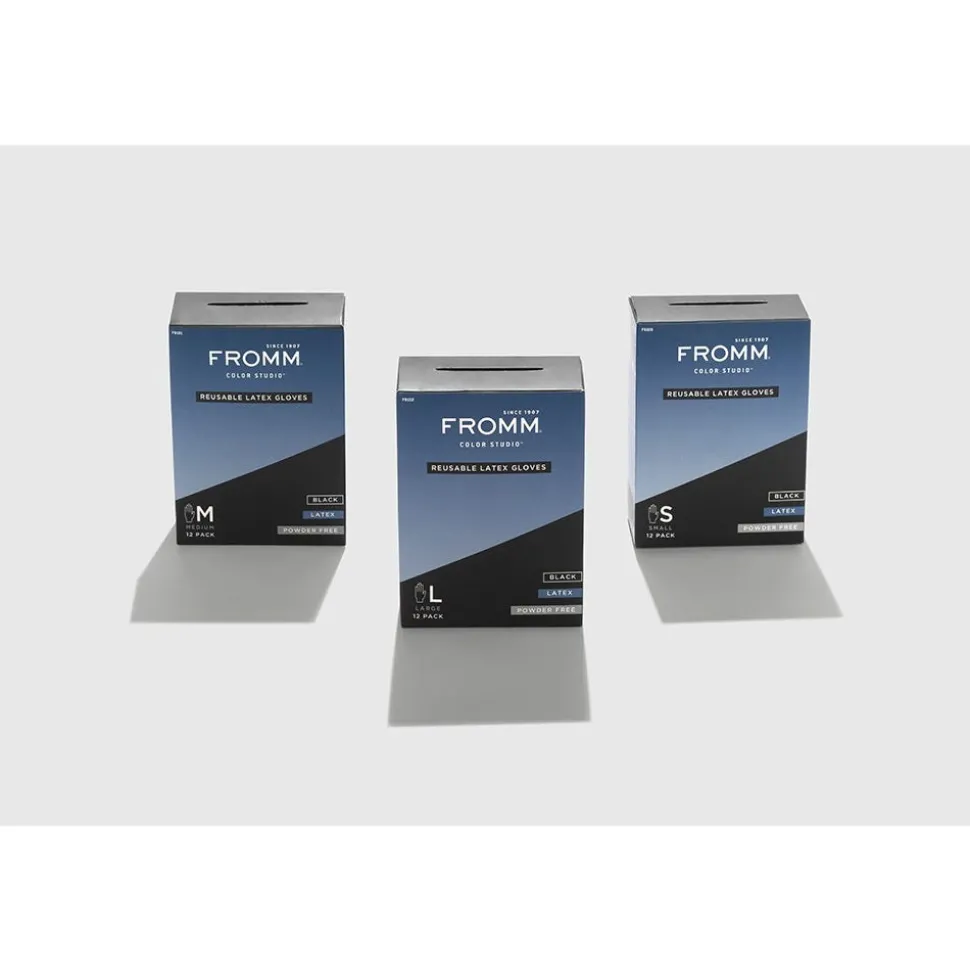 Fromm Schwarze Latexhandschuhe Large 12-er Pack