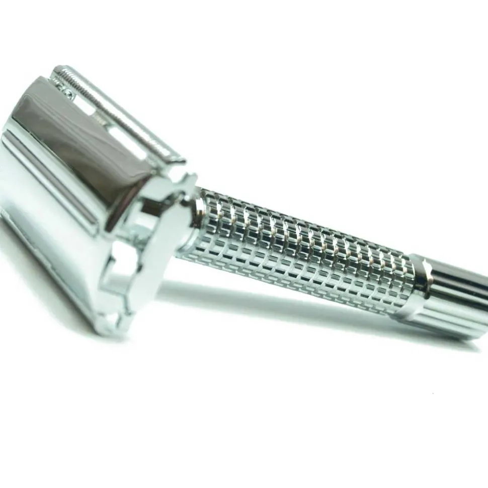 Golddachs Doppelklingen-Rasierer verchromt