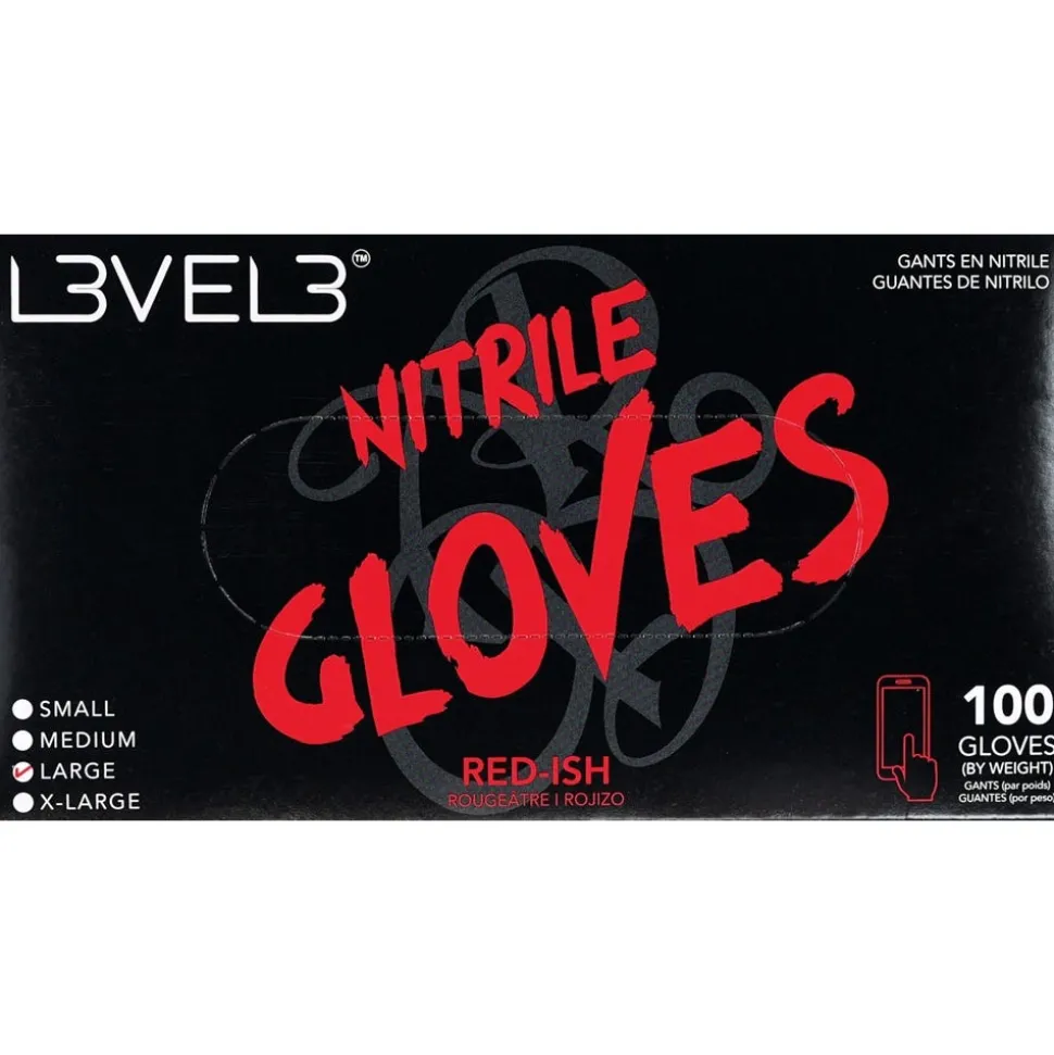 Level3 Nitrile Gloves Large Red-ish
