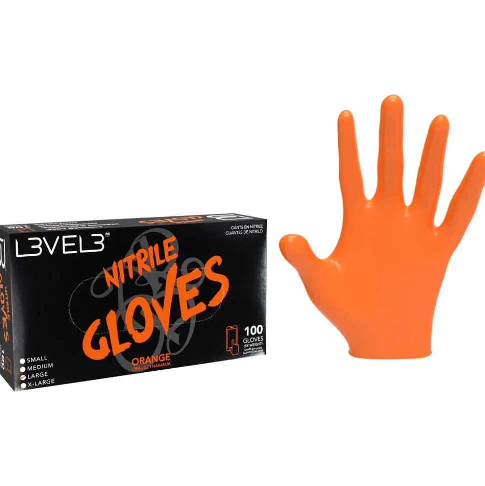Level3 Nitrile Gloves Large Orange