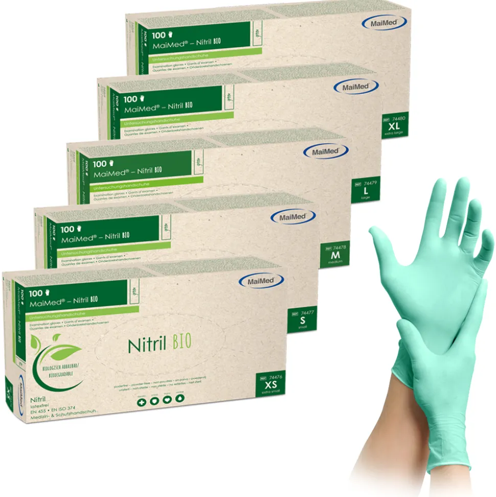 MaiMed Nitril BIO Handschuhe XS unsteril 100 Stück/Box