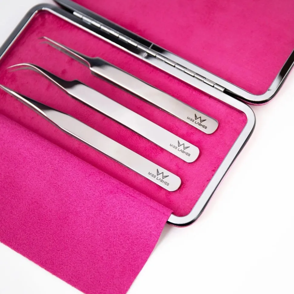 Miss Lashes Pinzetten Magnet Etui Pink