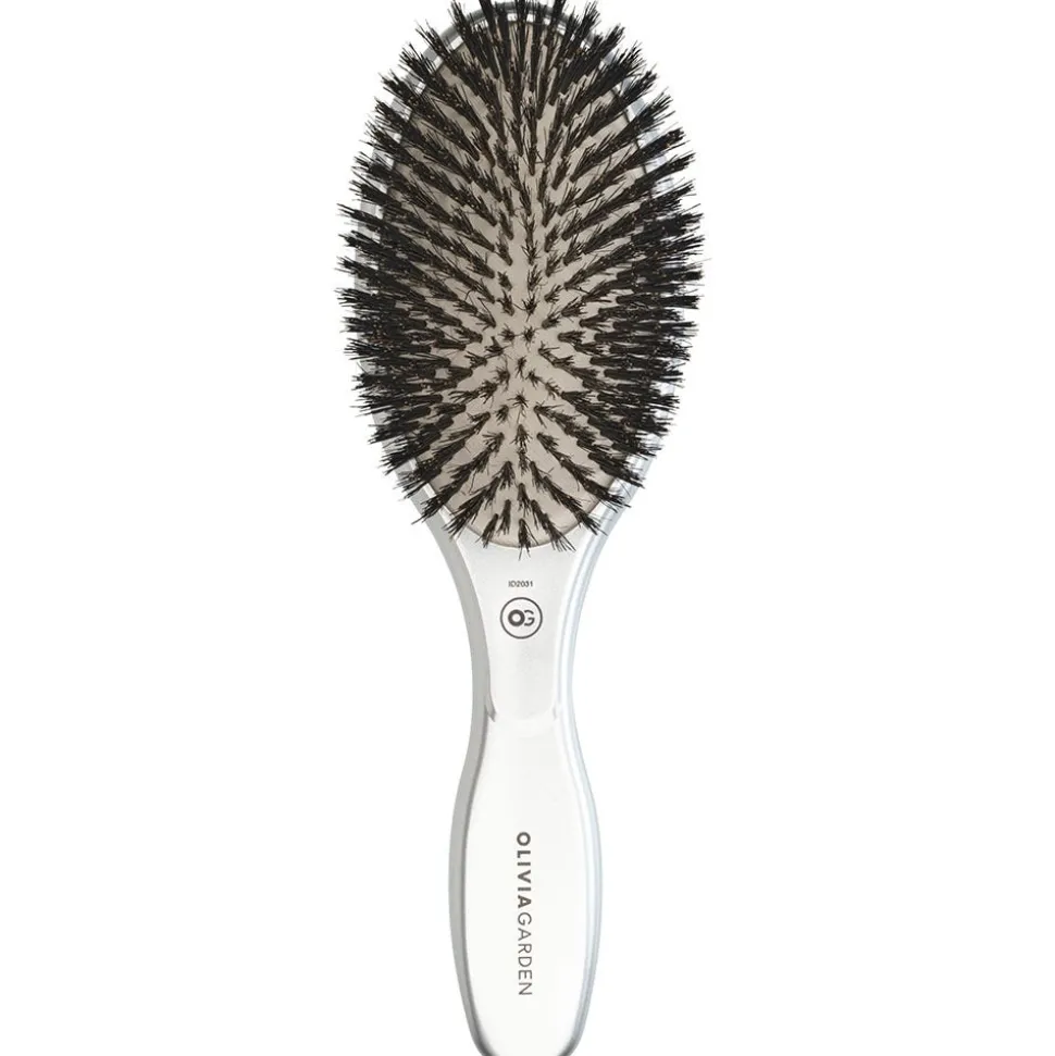 Olivia Garden Expert Care Oval Boar Bristles Silver