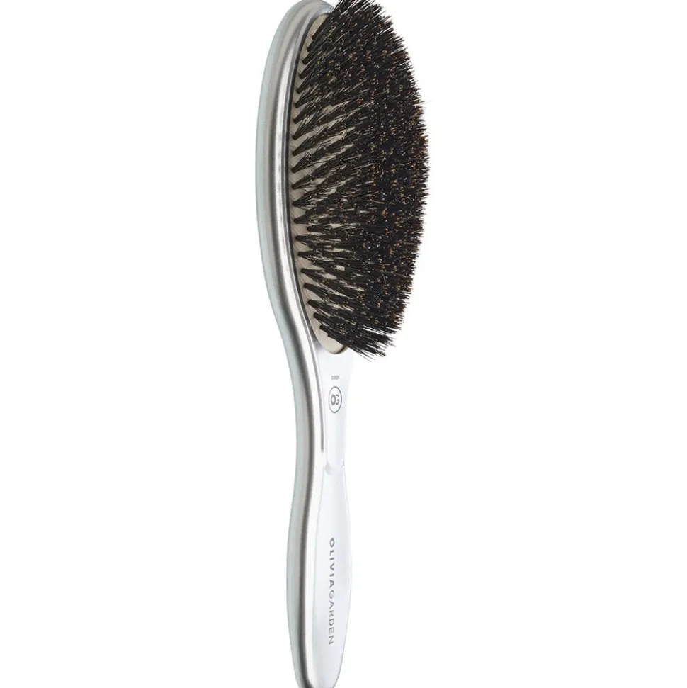 Olivia Garden Expert Care Oval Boar Bristles Silver