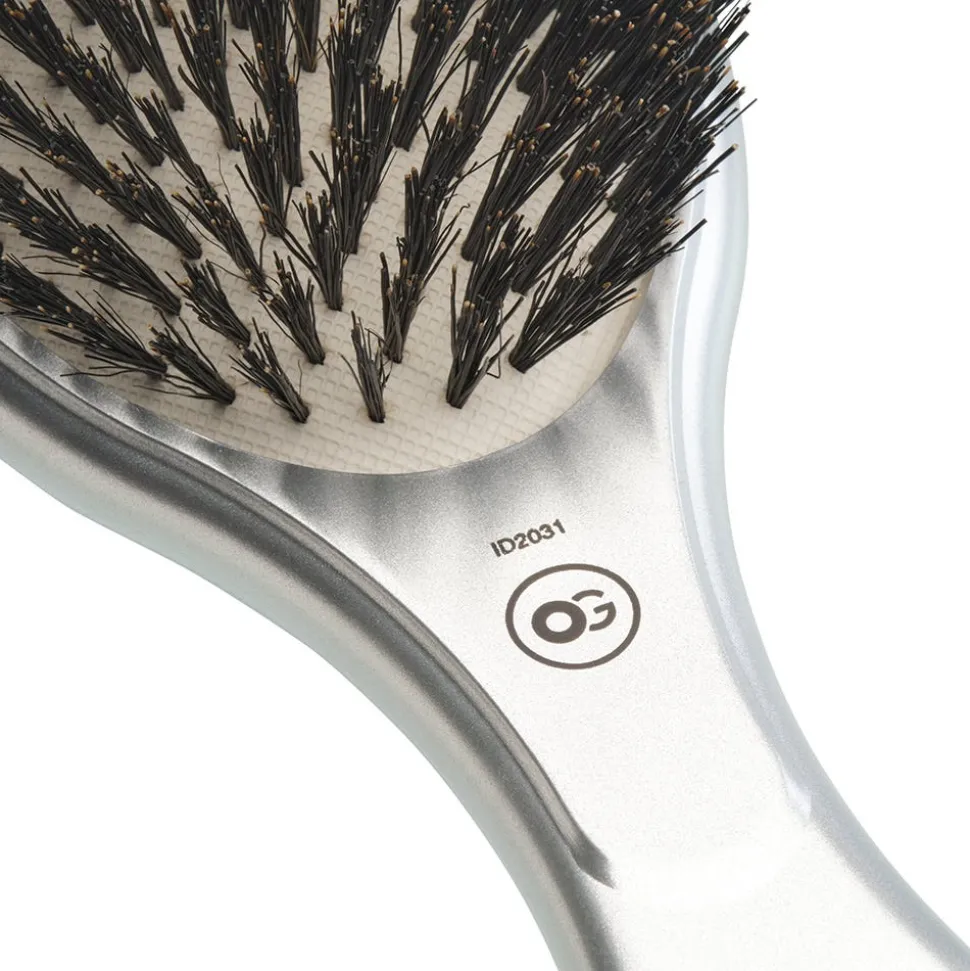 Olivia Garden Expert Care Oval Boar Bristles Silver