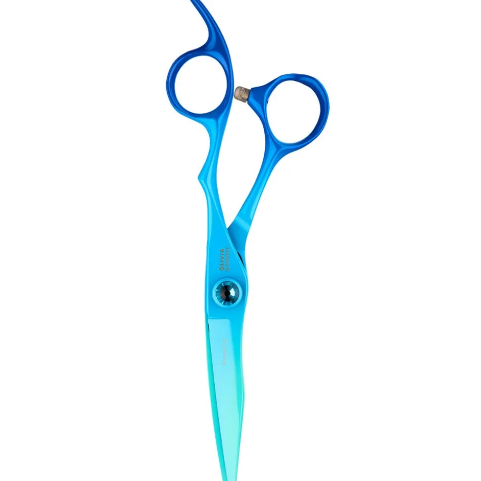 Olivia Garden PowerCut Rainbow Blue Haarschneideschere 5,5'' Rechtshand