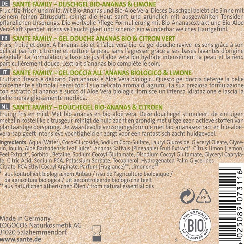 SANTE FAMILY Duschgel Bio-Ananas & Limone 500 ml