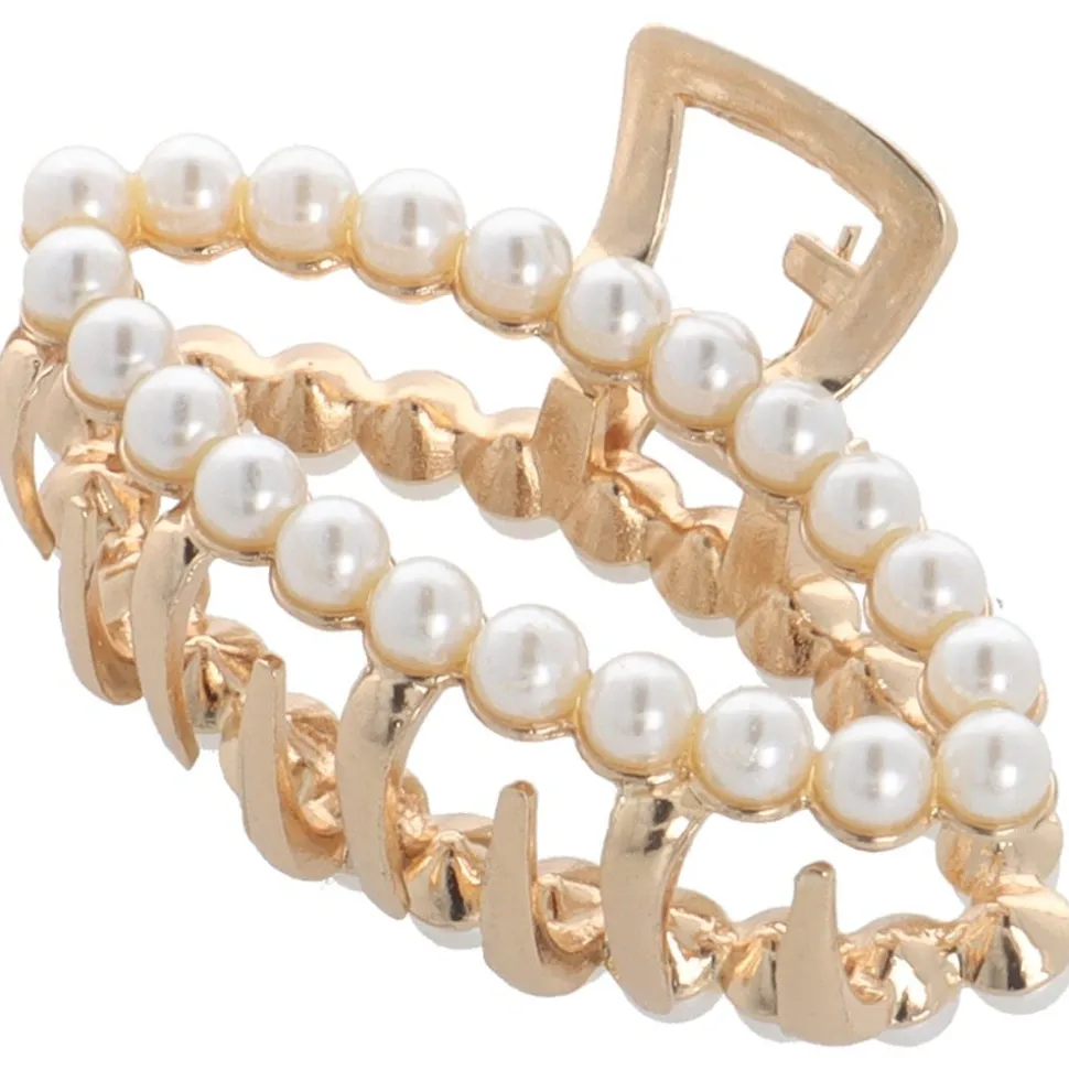 Solida Haarklammer Perle gold